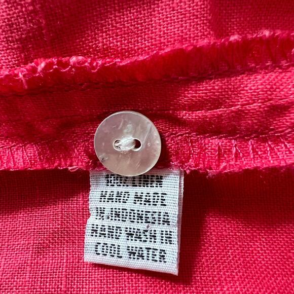 LJC Designs Womens Linen Button Up Tunic Top Bright Pink One Size Resort Beachy - Picture 6 of 6